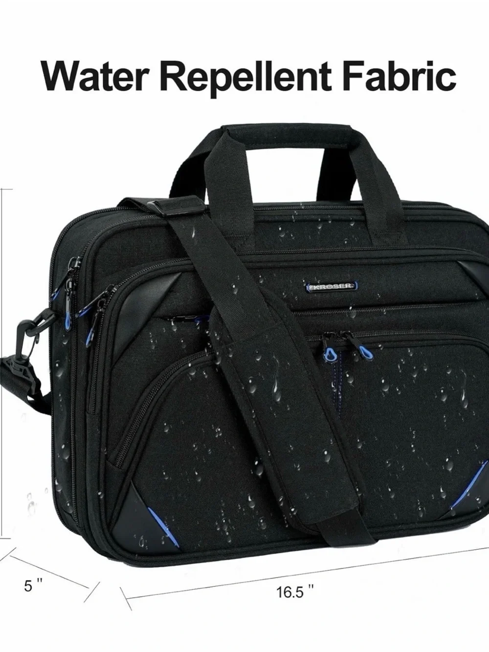 KROSER 17.3” Laptop Briefcase Travel Messenger Bag Black TSA Friendly NWT